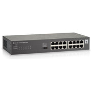 LevelOne GEU-1621 Switch di Rete 16 Porte Gigabit Ethernet 10-100-1000 Full Duplex Jumbo Frame 9K Supporto PoE No colore Grigio