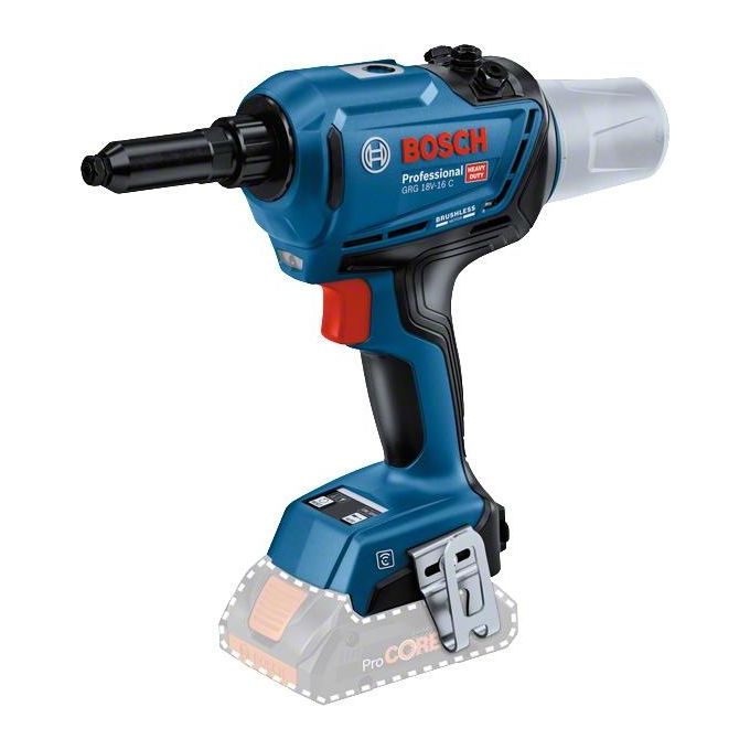 Bosch Professional 06019K5000 GRG 18V-16 C Pistola Rivettatrice a Batteria Forza 16.000 N Diametro Rivetti 3.0-6.4 mm Modalita' AUTO e MANUAL Bluetooth Integrato colore Nero