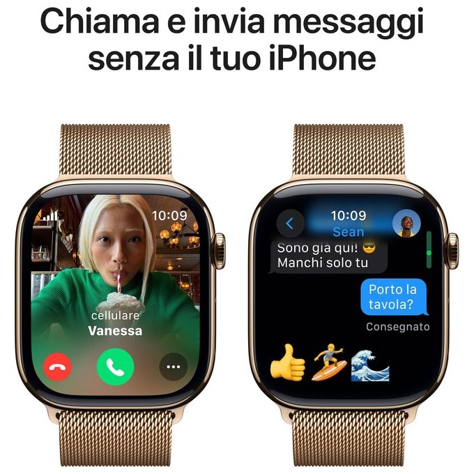 Apple MC7T4QL-A Apple Watch Series 10 Smartwatch GPS + Cellular 46 mm con Cassa in Titanio e Cinturino Loop Milanese colore Oro