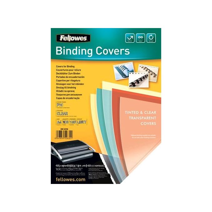 Fellowes Confezione 100 Copertina Clear Pvc A4