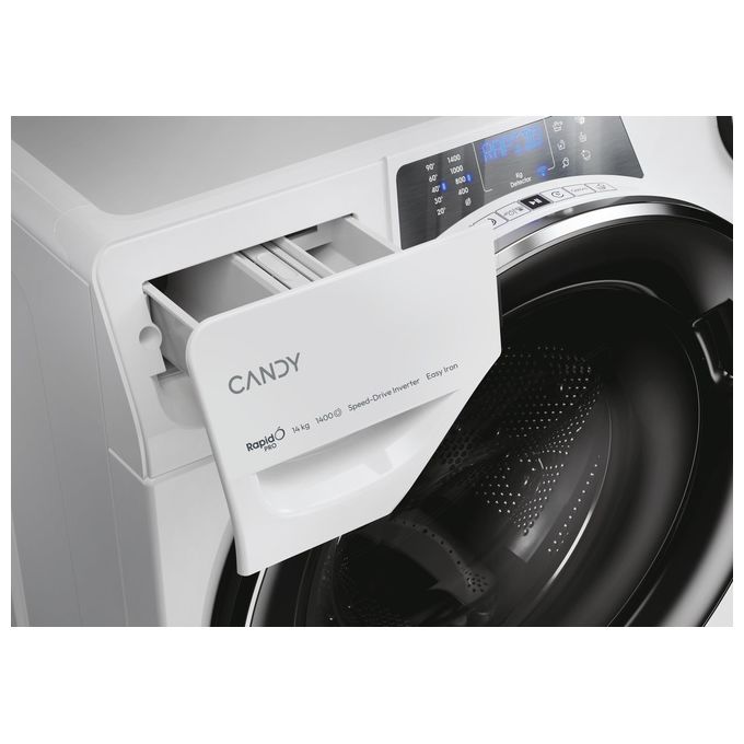Candy RapidO' PRO RP 4146BWMBC-1-S Lavatrice a carica frontale 14 Kg 1400 giri Classe A 15+1 Programmi Controllo remoto Speed-Drive Inverter 60x67x85 Bianco