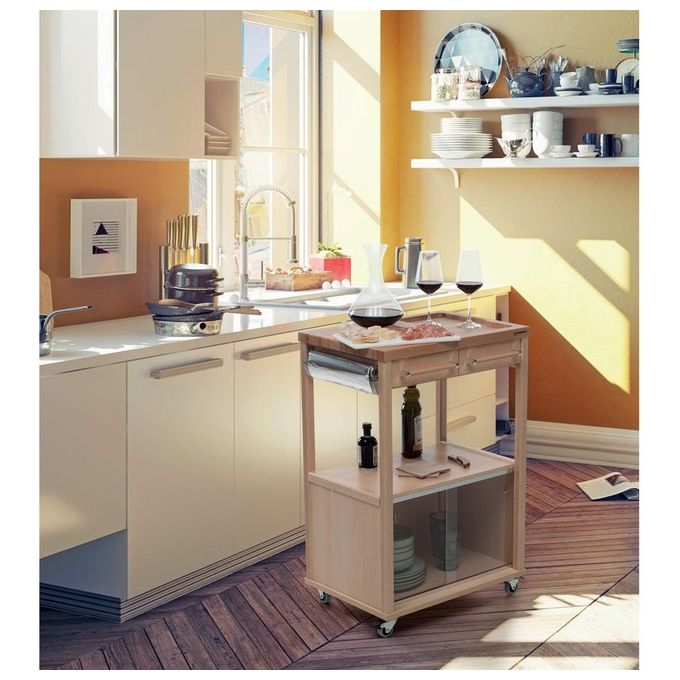 Foppapedretti Benchef Naturale Carrello Porta microonde tagliere