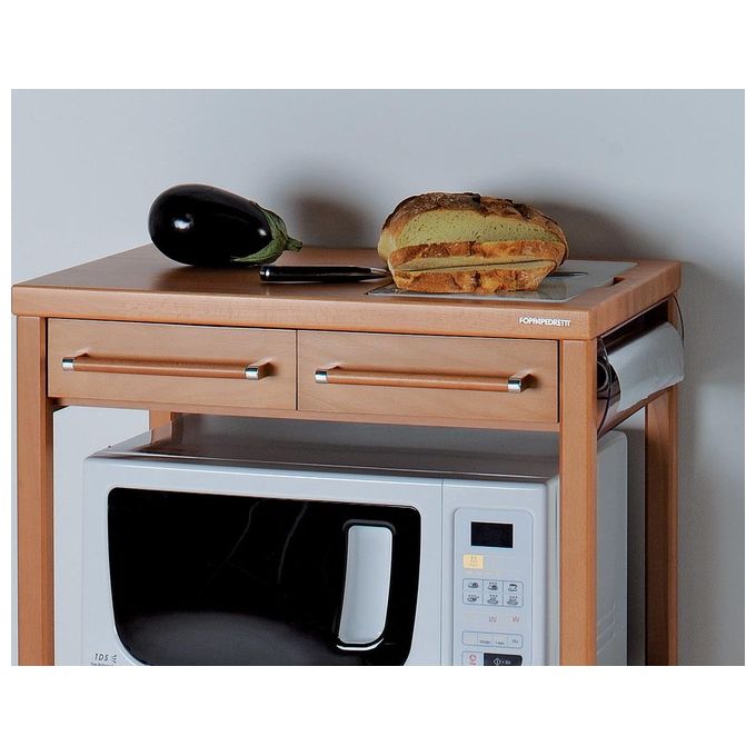 Foppapedretti Benchef Naturale Carrello Porta microonde tagliere