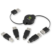 Retrak Cavo Usb con Adattatore Intercambiabile Retrattile 1mt Nero