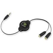 Retrak Cavo Jack da 3,5mm A Splitter 2 Auricolari Rettrattile Nero