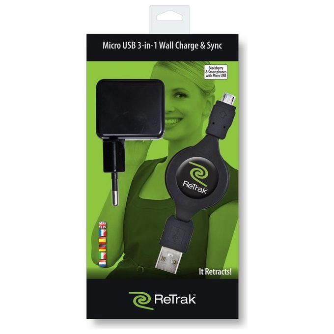 Retrak Caricabatterie Micro Usb Sincro Retrattile
