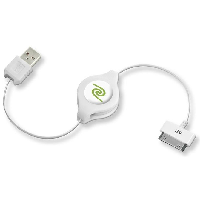 Retrak Cavo iPod e iPhone Usb 2.0 Retrattile Syn-charge Bianco