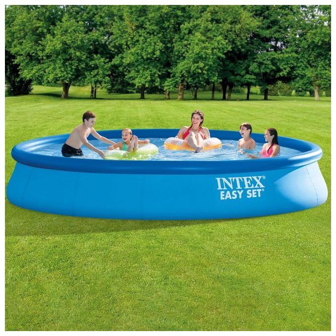 Intex 28158NP Piscina Fuori Terra Easy Set Rotonda Pompa Filtro 2006 L-h 9729 L PVC Azzurro 457x84 cm 457x84 cm Con Pompa Filtro