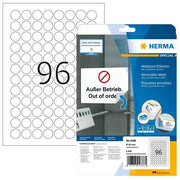 Herma Etichette Rimovibili Tonde 20mm 25 Fogli A4 2400 Pezzi