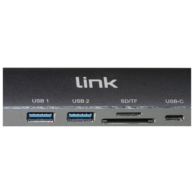 Link Docking Station Usb-C con 6 Porte Hdmi 4k Usb-C 2xUsb 3.0 Lettore Card Micro Sd Sd-Mmc