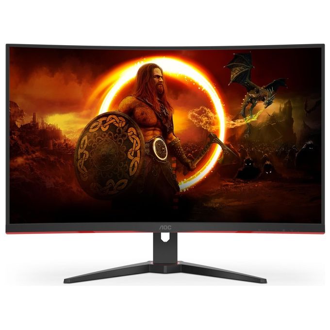 AOC C32G2ZE-BK Monitor Gaming Curvo 31.5'' VA Full HD 1920x1080 240 Hz 0.5 ms AMD FreeSync Premium colore Nero Rosso