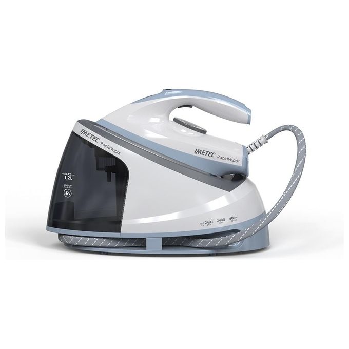 Imetec 9033 Rapidvapor Ferro da Stiro con Caldaia Piastra Fluid Ceramic 2400 W 5 bar Colpo Vapore 240 g-min Serbatoio 1,2 L colore Blu Grigio