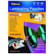 Fellowes SuperQuick A4 80 Micron Lucido 100 Pezzi
