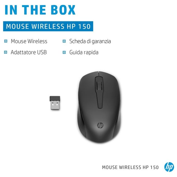 HP 150 Wireless Mouse Ambidestro RF Wireless Ottico 1600 DPI