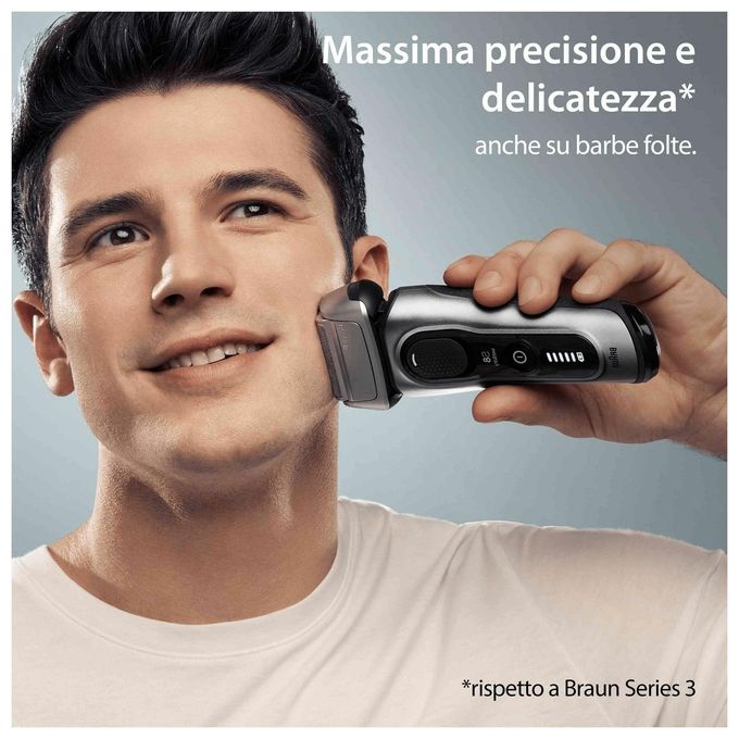 Braun 8517S Series 8 Rasoio elettrico WetandDry 4 testine autonomia 60 min colore Argento