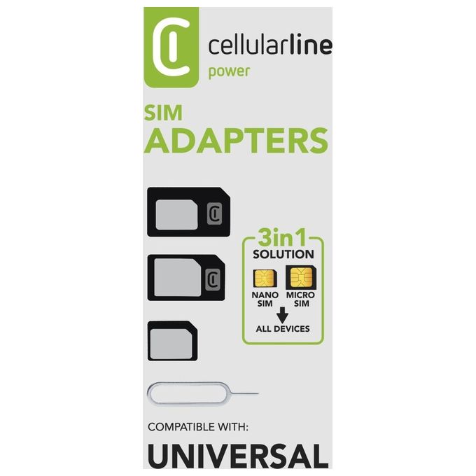 Cellular Line KIT_ di adattatori SIM per tutti i telefoni e i tablet