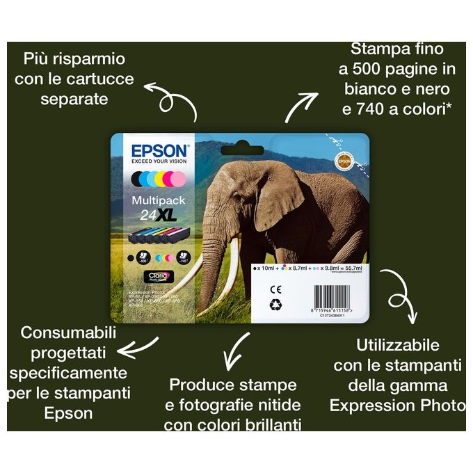 Epson Cartuccia Magenta Serie 24xl Elefante