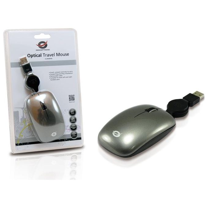 Conceptronic Optical Travel Mouse UsbÂ Retractable Cavo