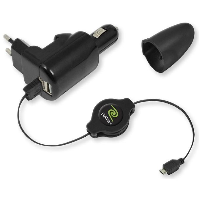 Retrak Caricabatterie Micro Usb Combo Auto-casa Retrattile