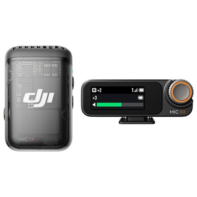 DJI CP.RN.00000326.01 Mic 2 Microfono Wireless con Sistema Lavalier Fino a 250 m Registrazione Interna 8 GB Riduzione Rumore Intelligente colore Nero