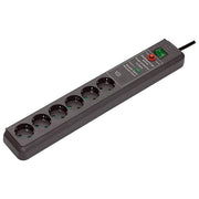 Brennenstuhl 1159540376 Secure-Tec Presa Multipla con Protezione da Sovratensione 6 Prese 3 m Cavo H05VV-F 3G1,5 colore Antracite