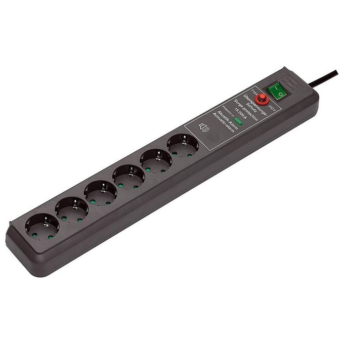 Brennenstuhl 1159540376 Secure-Tec Presa Multipla con Protezione da Sovratensione 6 Prese 3 m Cavo H05VV-F 3G1,5 colore Antracite