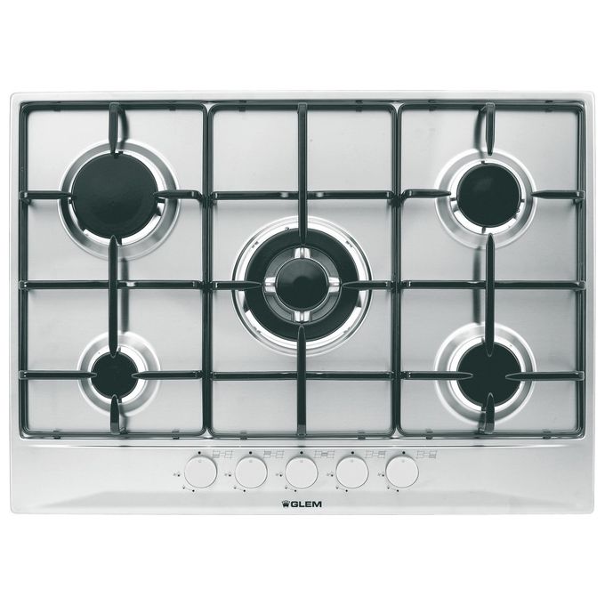 Glem Gas GT755IX Piano Cottura a Gas 5 Zone Cottura Acciaio Inox con FSD
