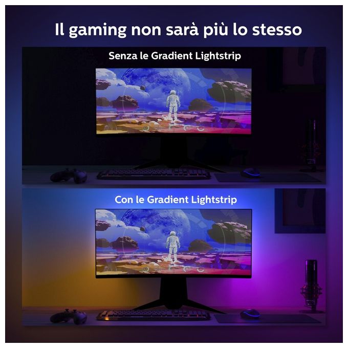 Philips Hue 929003498602 Hue Play Gradient Lightstrip per Monitor 32'' a 34'' 19 W colore Nero
