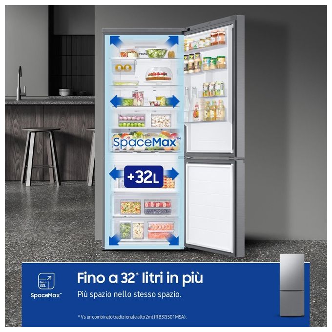 Samsung RB50DG602ES9 F1rst75 Frigorifero Combinato 508 L 192 cm Classe E 35 dB Total No Frost Wi-Fi SpaceMax colore Acciaio Inox