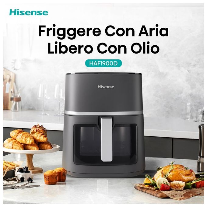 Hisense HAF1900D Friggitrice ad aria 7 L 1800 W 10 programmi display digitale LED finestra visibilita' colore Nero
