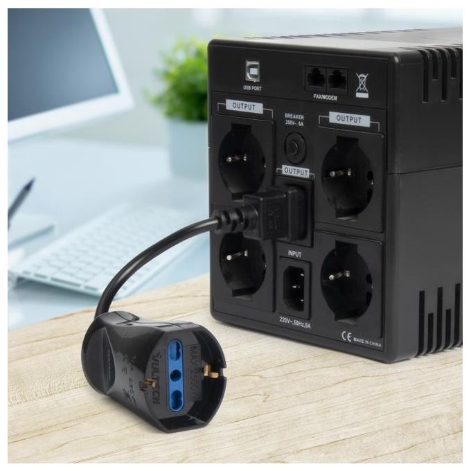 Vultech Cavo Adattatore di Alimentazione Iec14 Maschio a Presa Bipasso-Schuko
