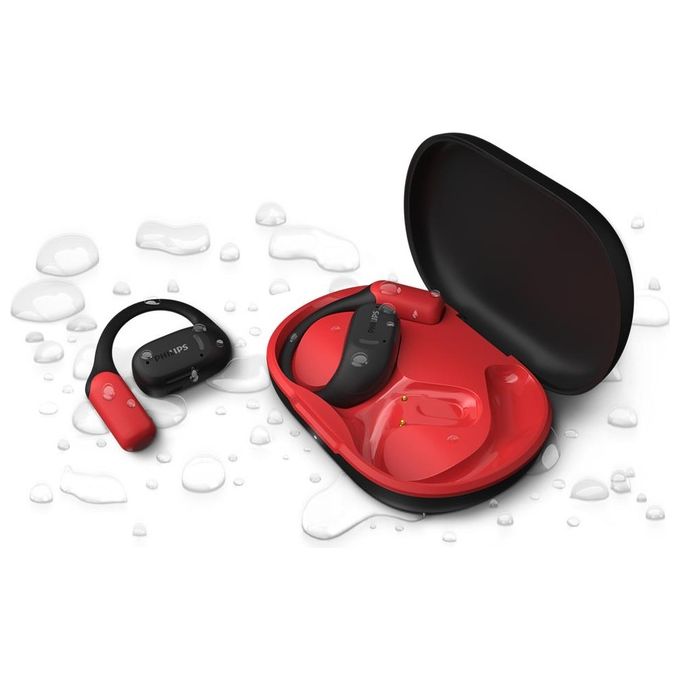Philips TAA6709BK-00 Serie 6000 Auricolari Sport True Wireless Bluetooth 5.3 IP55 28h custodia ricarica colore Nero Rosso