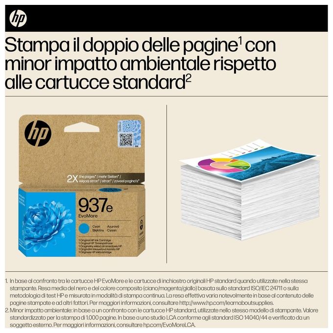 HP 4S6W6NE Cartuccia Originale HP 937E EvoMore Inkjet Resa 1650 Pagine Capacita' Altissima colore Ciano