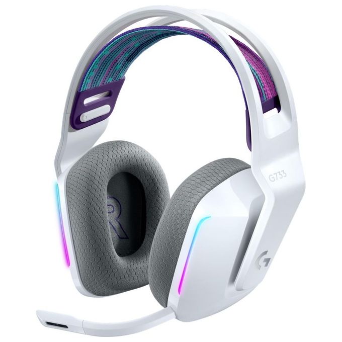 Logitech G 981-000883 G733 Lightspeed Cuffia Gaming Wireless Microfono Blue Voice RGB Driver Pro-G DTS 29h autonomia colore Bianco