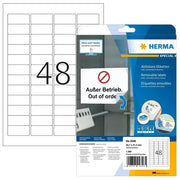 Herma Etichette Rimovibili 45,7x21,2mm 25 Fogli DIN A4 1200 Pezzi