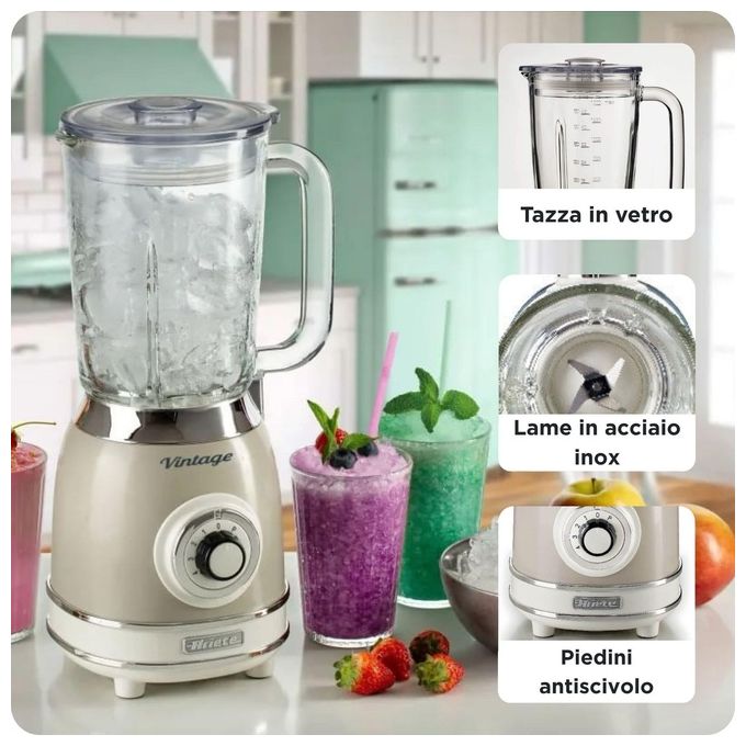 Ariete 00C058303AR0 Vintage Frullatore da tavolo 1,5 L 4 Lame Acciaio Inox 4 Velocita' Pulse 1000 W colore Beige