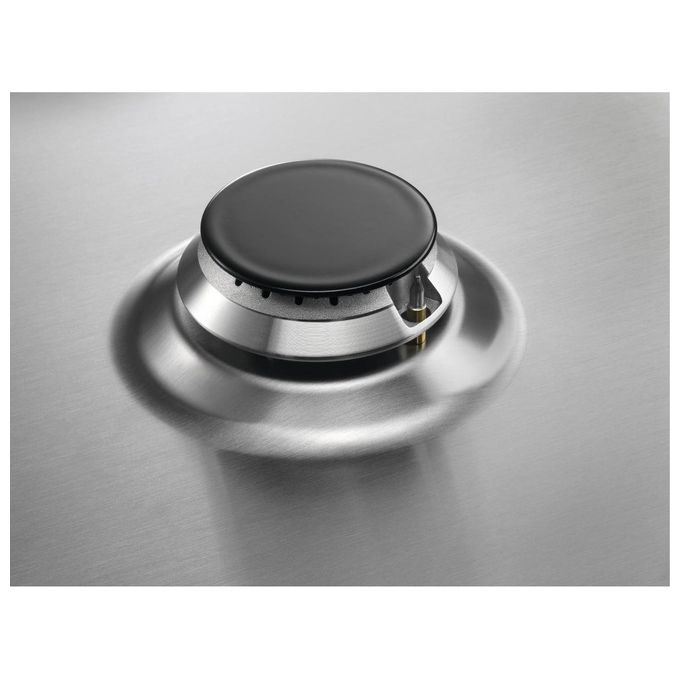 Aeg HGB75400SM Piano Cottura a Gas 75cm 5 Bruciatori 1 Bruciatore Wok Tripla Corona Inox con Cruscotto Comandi in Cristallo