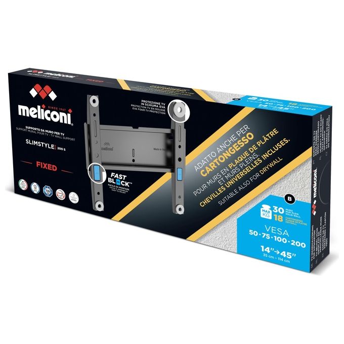 Meliconi Slimstyle Plus 200s Cg Supporto Fisso per Tv da 26'' a 45'' Gradi Vesa 50-75-100-200