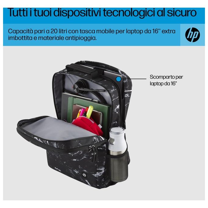 HP 7J592AA Campus Zaino per Notebook 20L con Materiale Riciclato Scomparto Imbottito 16.1'' colore Nero