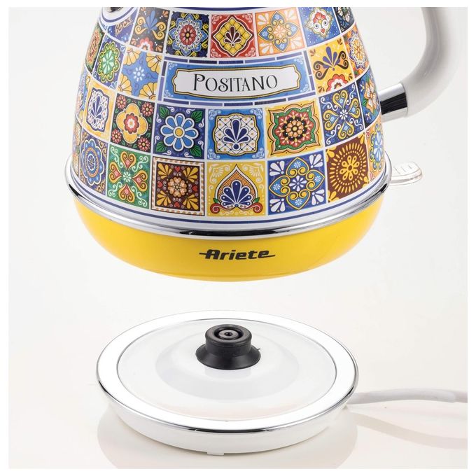 Ariete 2869 Positano Bollitore Elettrico 1.7 L 2200 W Base Cordless 360° Spegnimento Automatico Doppia Parete colore Giallo Blu