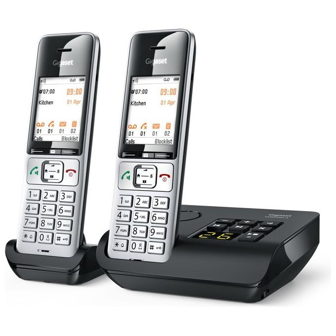 Gigaset L36852-H3023-B101 COMFORT 500A duo Telefono analogico DECT con vivavoce e identificatore di chiamata colore Nero Argento