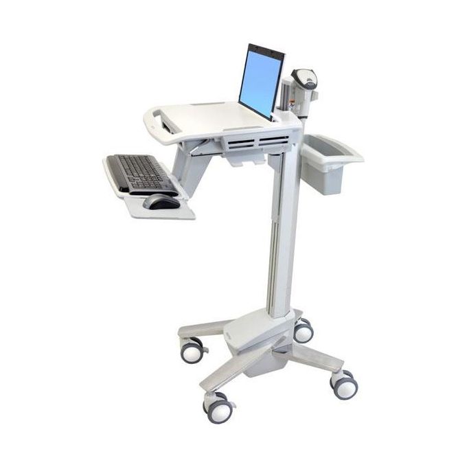 Ergotron SV41-6100-0 StyleView EMR Carrello Multimediale per Laptop fino a 17.3'' Capacita' 8.2 Kg con Tastiera Regolabile e Ruote Piroettanti colore Bianco