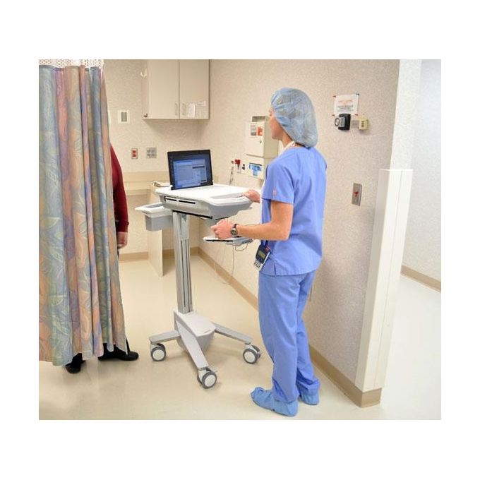 Ergotron SV41-6100-0 StyleView EMR Carrello Multimediale per Laptop fino a 17.3'' Capacita' 8.2 Kg con Tastiera Regolabile e Ruote Piroettanti colore Bianco