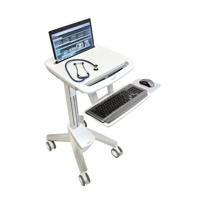 Ergotron SV41-6100-0 StyleView EMR Carrello Multimediale per Laptop fino a 17.3'' Capacita' 8.2 Kg con Tastiera Regolabile e Ruote Piroettanti colore Bianco