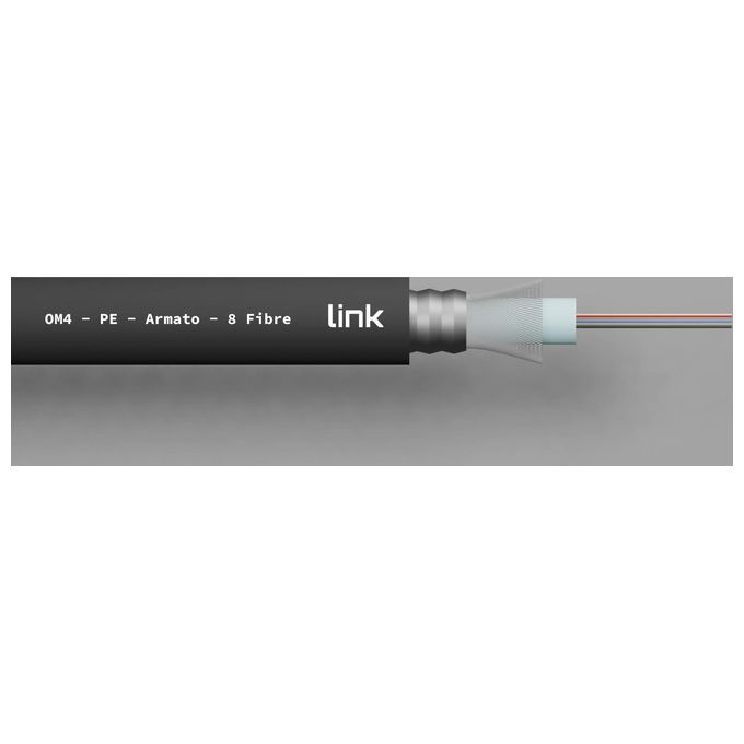 LINK cavo fibra ottica 8 fibre armato da esterno-interno antiroditore om4