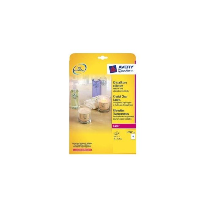 Avery Etichette Lucide Invisibili 10 Pezzi per Foglio 25 Fogli 96x50,8mm