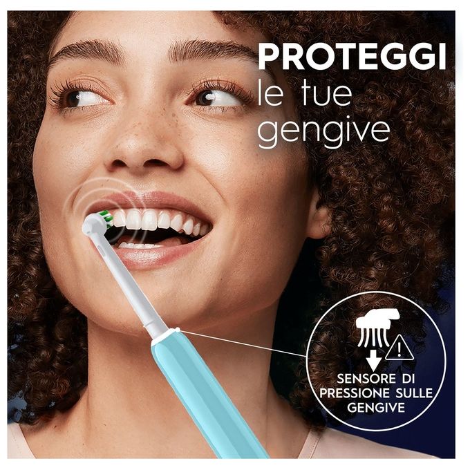 Oral-B 8700216013116 Pro 1 Sensitive Clean Spazzolino elettrico Rotante Oscillante 3 modalita' Timer 2 min autonomia 10 giorni colore Caribbean Blue