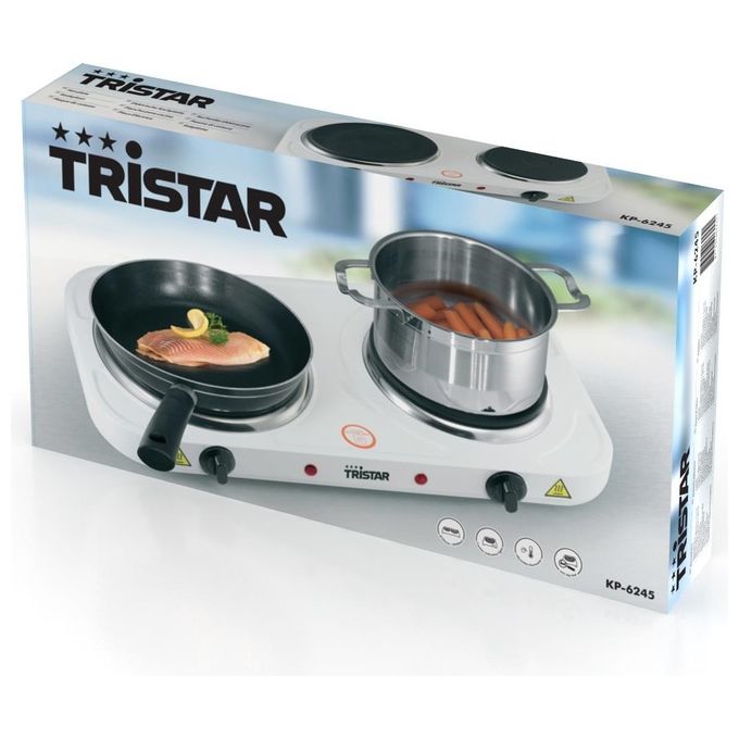 Tristar Piastra Elettrica 2 Bruciatori 2 Termostati Bianco