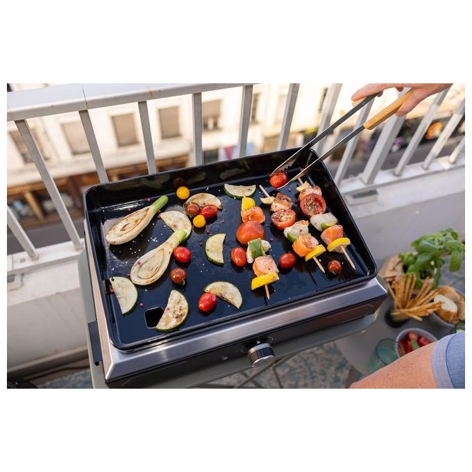 Campingaz 2198523 Plancha Electric 1 XD Barbecue Elettrico Portatile Piastra in Ghisa Smaltata 2100 W con Termostato Regolabile e Vassoio Raccogli Grasso Lavabile in Lavastoviglie colore Nero