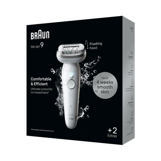 Braun 9-011 Silk-épil 9 Flex Epilatore a pinzette Wet and Dry 40 Pinzette MicroGrip 2 velocita' autonomia 50 min colore Bianco Oro